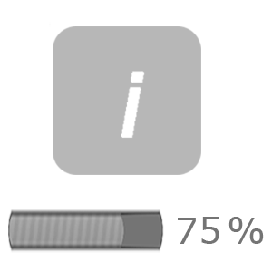 Dibujo de icono de información y barra de progreso al 75%