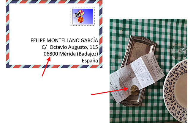 carta y cambio de una cuenta